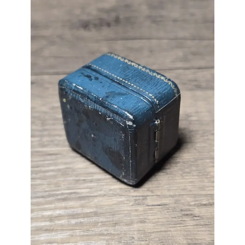 Antique Empty Blue Presentation Ring Box Push Button Made Germany Styles & sons